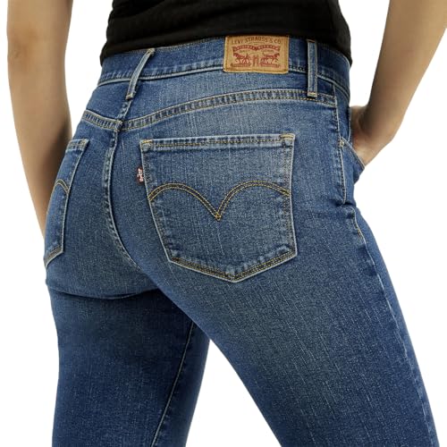 Levi's Women's Dark Blue Straight Fit Mid Rise Jeans