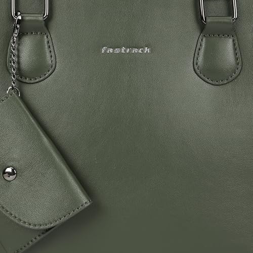 Fastrack Sage Edge Satchel | Faux-Leather Women's Handbag | Dual Carry with Detachable Strap | Structured Tote with Envelope Charm