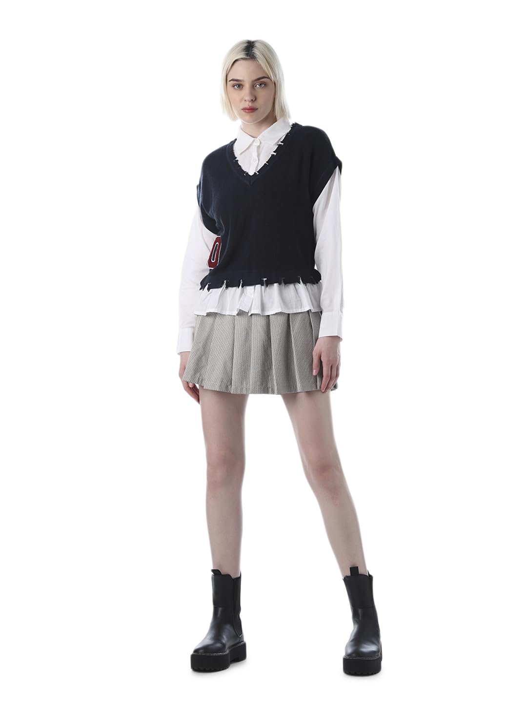 ONLY Women Solid Casual Shirt with Sweater Waist