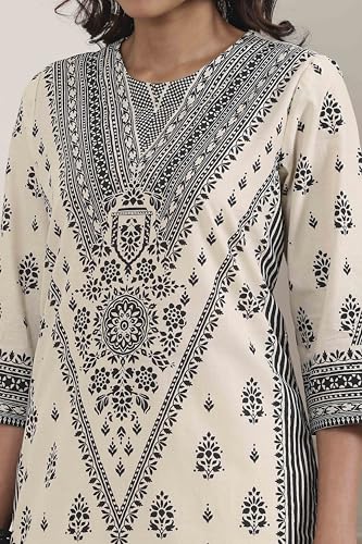 Biba Women White Cotton Straight Suit Set_38