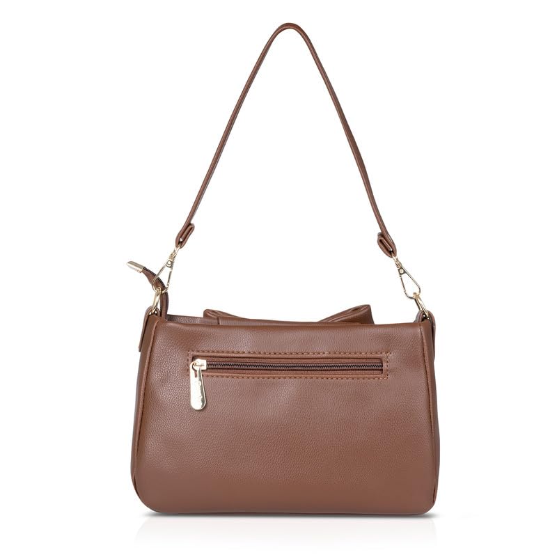 Catchy || Elegant Brown Bow Handbag – Stylish PU Leather Shoulder Bag for Women