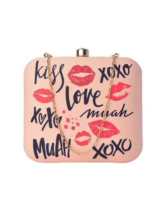 Artklim Baby Pink Love Scribbled Clutch