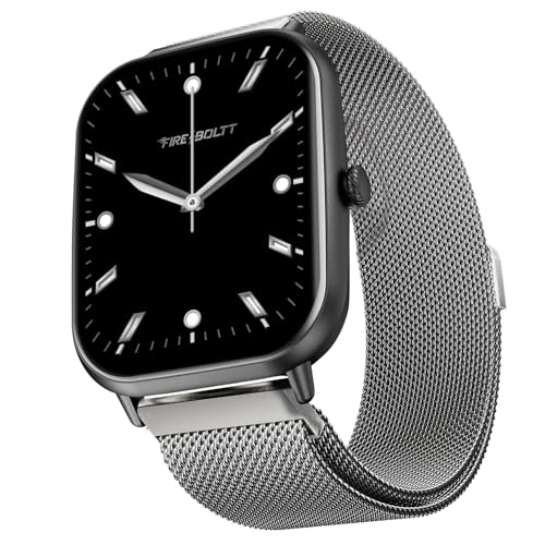 Fire-Boltt Ninja Call Pro Max Ultra Bluetooth Calling Smart Watch, 2.01" HD Display, 120+ Sports Modes, Health Suite, AI Voice Assistance, SpO2 Smartwatch for Men & Women - Silver Link
