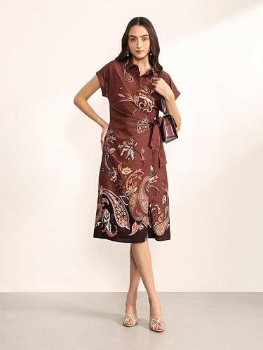 Kazo Women's Memento Midi Dress (Brown XL)