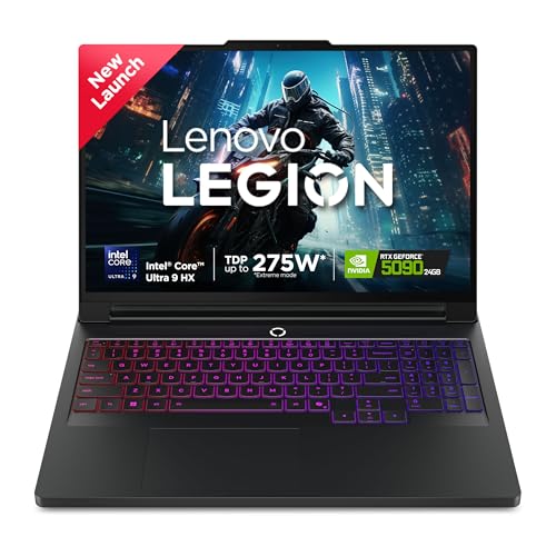 Lenovo Legion Pro 7 2025 Intel Core Ultra 9 275HX | NVIDIA RTX 5090 24GB (64GB RAM/1TB SSD/WQXGA OLED/240Hz/16 (40.6cm)/Windows 11/Office 2024+AI Now/Black/2.5Kg), 83F500D8IN AI Powered Gaming Laptop