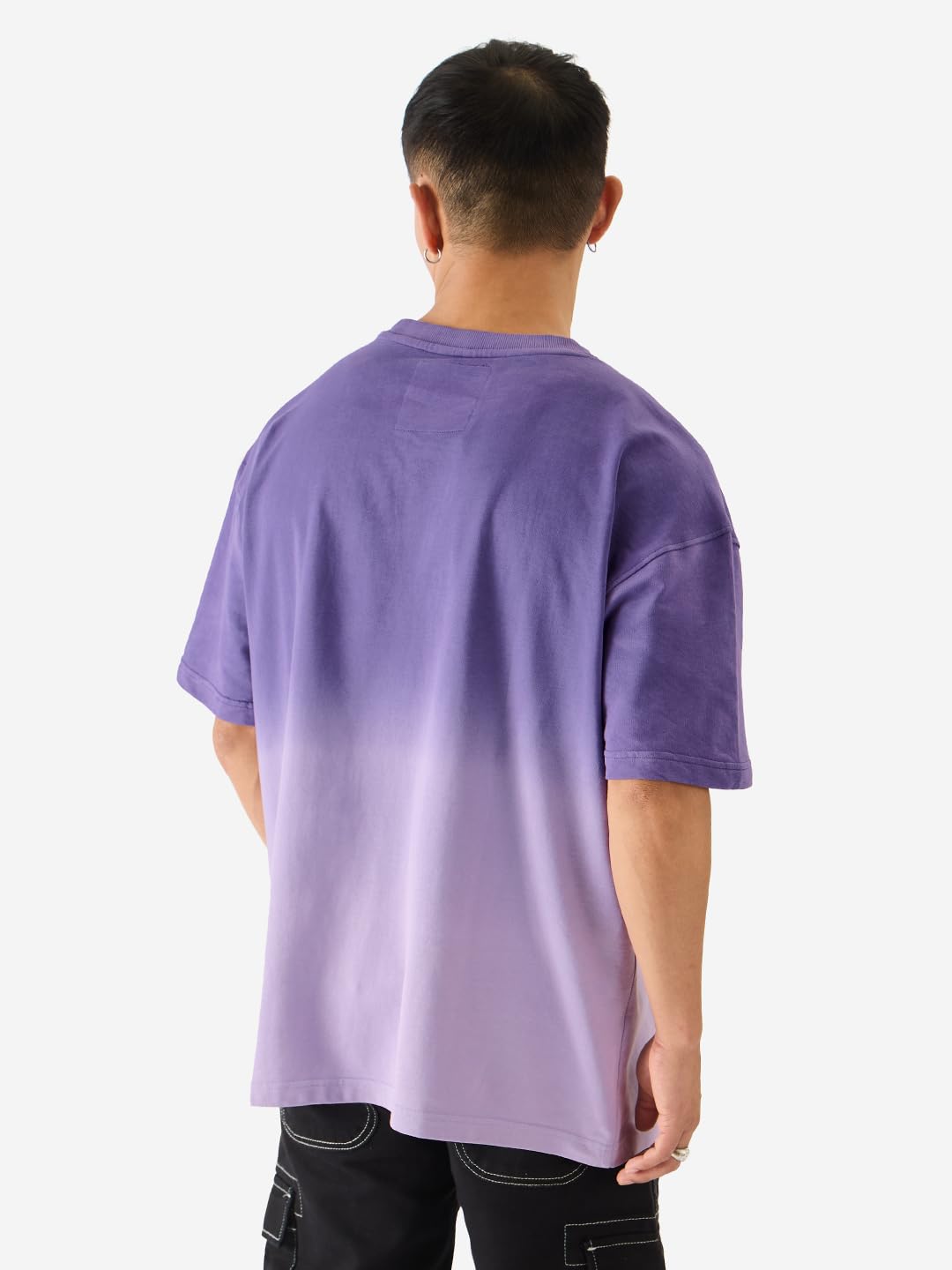 The Souled Store Mr. Soul Men and Boys Short Sleeve Round Neck Purple Graphic Printed Cotton Oversized T-Shirts