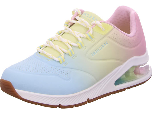 Skechers Women's UNO 2-Color Waves Sneaker, White/Mulit, 8
