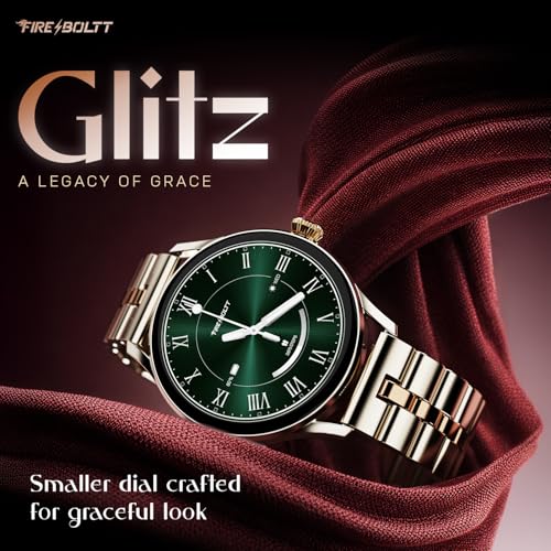 Fire-Boltt Glitz Women Smart Watch with 1.19” AMOLED Display, Bluetooth Calling, Rotating Crown, Always On Display, 1000 Nits Brightness, IP68 Waterproof Ivory Pearl