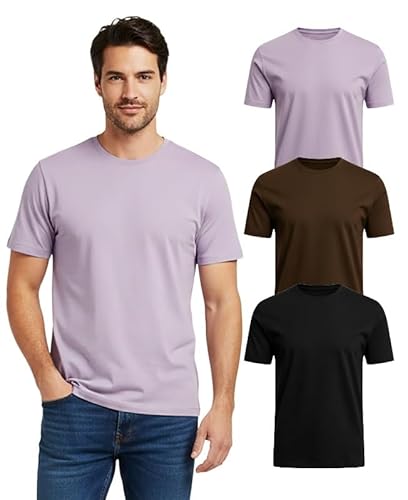 Khakey Men's Round Neck Half Sleeve 100% Cotton Tshirt|Men Solid T-Shirt Combo|Pack of 3