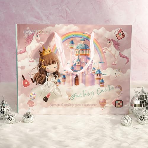 ILEARNNGROW Kids Makeup Kit 28 Piece | Washable Pretend Play Set for Girls 4+ Unicorn