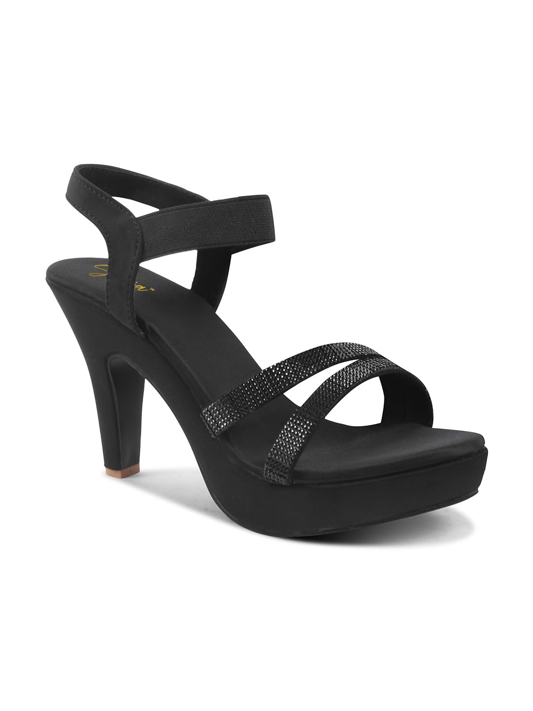 SVYA, Comfortable Heel Sandals for Women and Girl. (Black, UK Footwear Size System, Adult, Women, Numeric, Medium, 7)