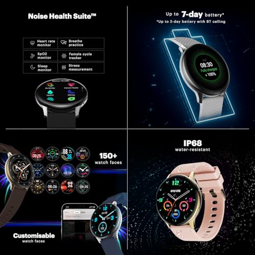 Noise Vortex Plus 1.46” AMOLED Display, AoD BT Calling, Sleek Metal Finish, 7 Days Battery Life, All New OS and with 100+ Watch Faces & Health Suite (Classic Brown)