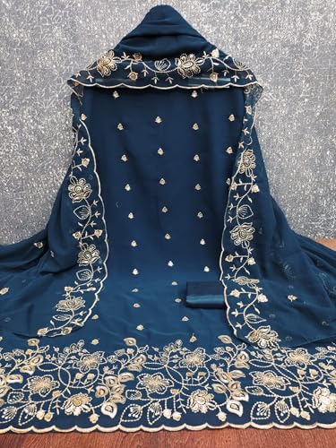 Leeli Peeri Designer Women's Soft Georgette Sequence Embroidery Work Unstitched Dress Material