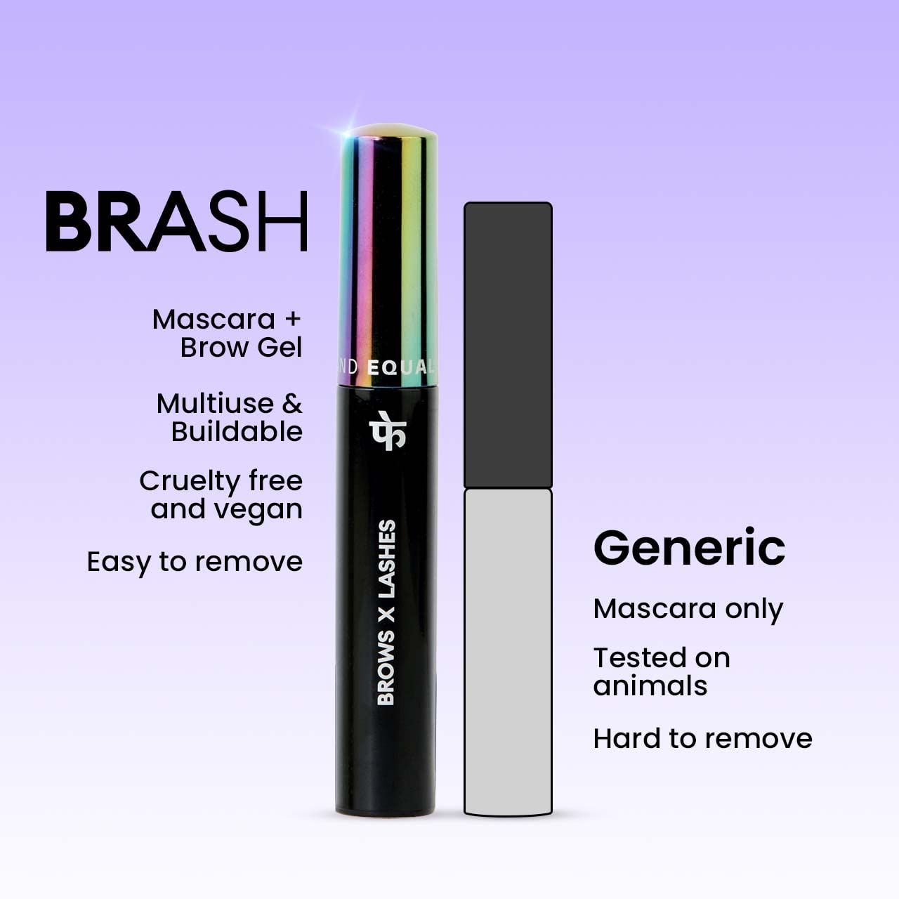 FAE Beauty 2-in-1 Volumising Mascara & Brow Gel | Lengthening & Buildable Formula | Easy To Remove | For All Genders | For Lashes & Brows | Vegan (Dark Brown)