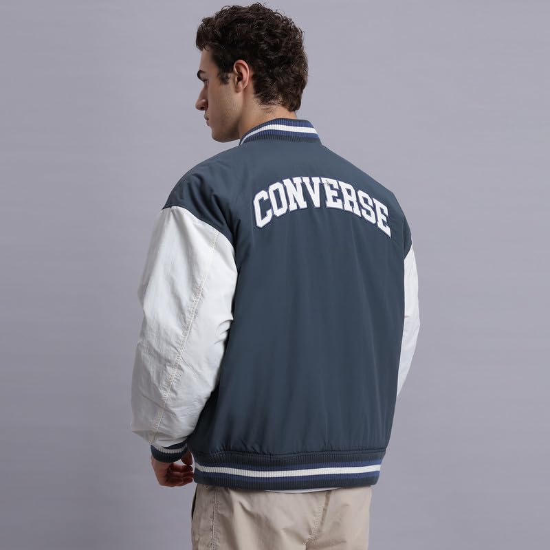 Converse Men Navy Varsity Graphic Bomber Jacket