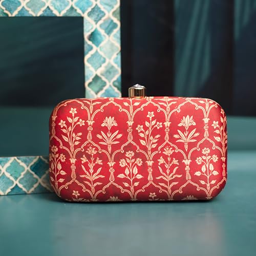 Artklim Red Floral Printed Clutch