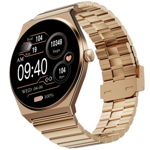 Fire-Boltt Phoenix Nova Smartwatch 1.43” Slim Super AMOLED Display, 466x466 Pixel Always-On Display, Bluetooth Calling, Health Tracker for Men & Women Imperial Gold