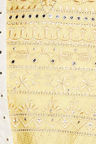 BIBA WOMEN EMBROIDERY FITTED SALWAR KURTA DUPATTA(SKD6732_YELLOW_36)