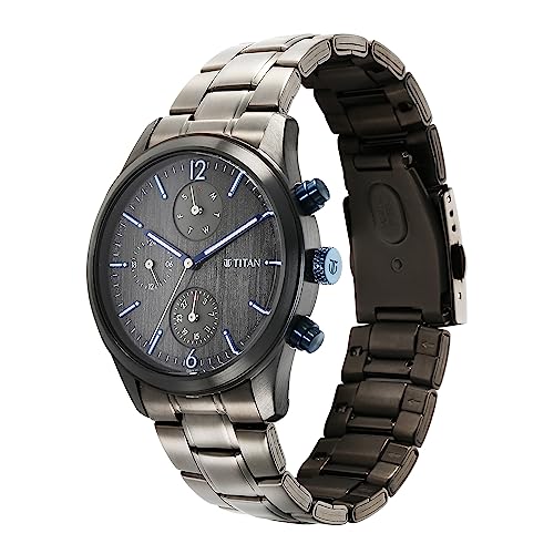 Titan Neo Splash Quartz Multifunction Anthracite Dial Anthracite Stainless Steel Strap Watch for Men - NT1805KM07