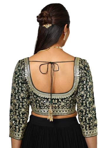 Soch Womens Green Organza Blouse with Sequins