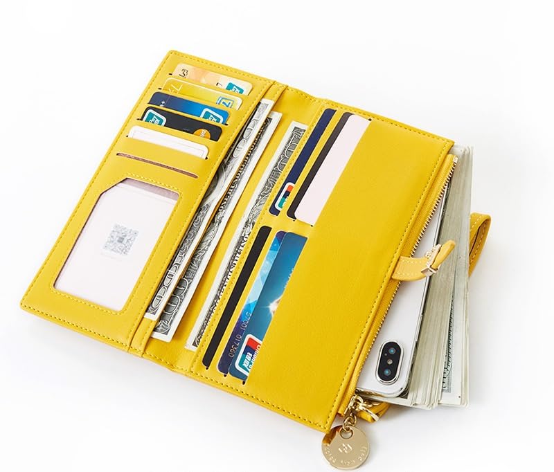 Alexvyan Yellow Long Belt Design Bi-Fold Women's Purse Wallet Card Organizer Female Hand Purse Clutch Women/Ladies/Girls Wallets 12 Card Holder 3 Long Pocket -1 Zipper Long Coin Pocket