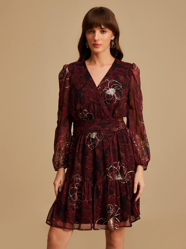 Kazo Felix Mini Dress for Women Maroon