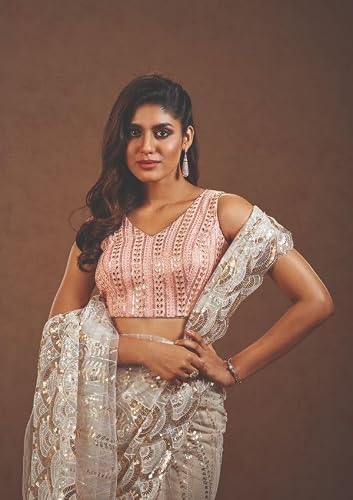 SALWAR STUDIO Peach Embroidered Readymade Blouse- Pack of 1.