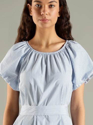 Tommy Hilfiger Cotton Round Neck Shift Dress Blue