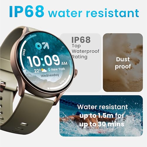 GOBOULT Newly Launched Rover Pro Smartwatch 1.43'' AMOLED, BT Calling 5.2, 1000 Nits Brightness, IP68, 150+ Watchfaces, 120+ Sports Modes, AI Voice Assistant, SpO2 Monitoring (Elite, Free Straps)