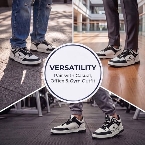 YOHO Men's Sneakers Flo Mid Top | Stylish & Comfortable | Lace Up Casual Shoes for Man/Gents | White - UK 8