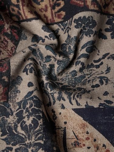 The Souled Store Patch Play Men and Boys Full Sleeves Spread Collar Dark Blue and Beige Patchwork Cotton Oversized Fit Winter-Ready Lightweight Shackets