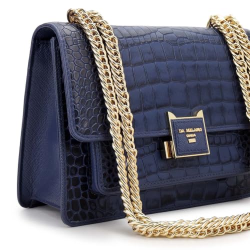 Da Milano Leather Shoulder Bag for Women - Stardust Blue (LB-00984)