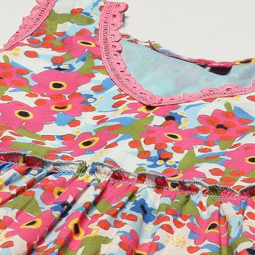 BIBA Girls Voile Printed Narrow Kurta with Pant & Dupatta (Kw5279_Blue_13), 12-13 Years