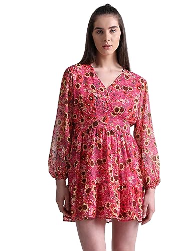 Only Women's Mini Length Polyester Fit & Flare Red Dress_X-Large