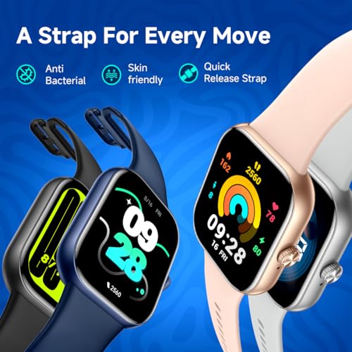 Redmi Move Smartwatch | 1.85" AMOLED (390×450, 600 nits) | Bluetooth Calling | 140+ Sports | 24×7 HR & SPO₂ | AOD | Up to 14-Day Battery | HyperOS (Blue Blaze Strap)
