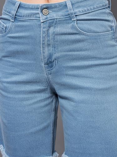 Miss Chase Women's Regular High Rise Above Knee Stretchable Denim Shorts (MCSS22DEN09-05-158-38, Light Blue, 38)