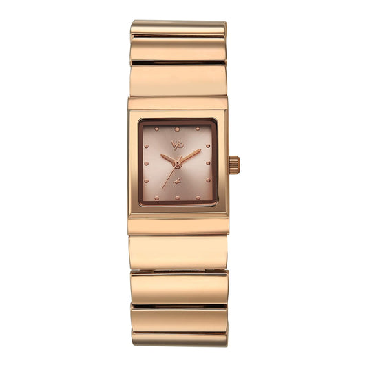 Fastrack Vyb Successor Quartz Analog Rose Gold Dial Rose Gold Alloy Strap Watch for Women - FV60110WM01