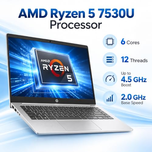 HP 245 G10 Business Laptop, AMD Ryzen 5 7530U Processor, 16GB DDR4 RAM, 512GB SSD, 14-Inch Display, Integrated AMD Radeon Graphics, Windows 11 Home, 1 Year Warranty – A85SCPT#ACJ