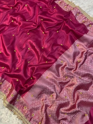 RB ZIVA Viral Banarasi Soft Tissue Silk Ghunghroo Saree With Lace Attached