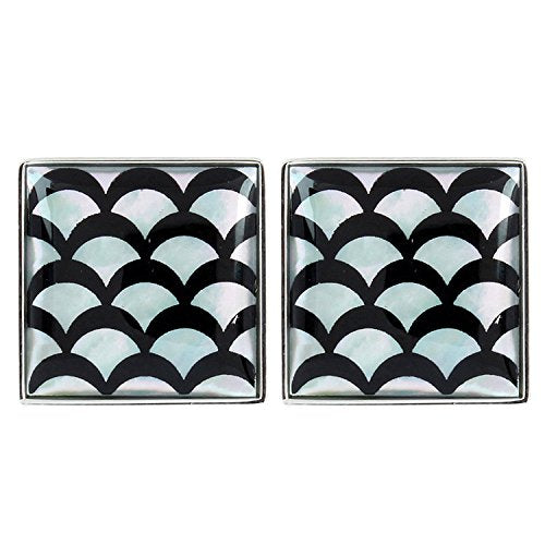 Peluche Printed Natural Mother of Pearl Stone (Semi-Precious) Cufflinks for Men