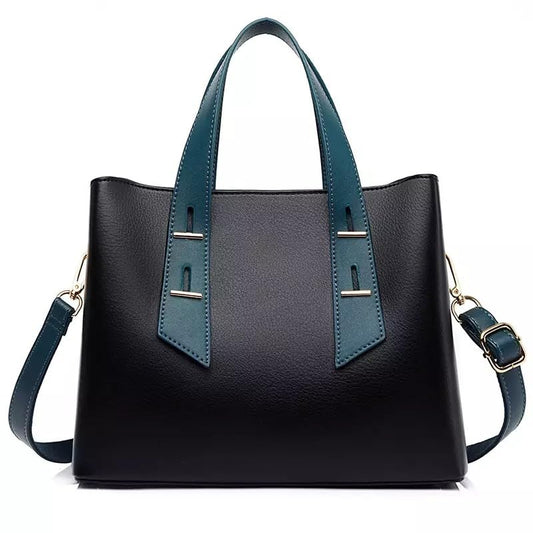 NAMCHI Luxury Leather Tote Handbag for Women Spacious, Stylish & Versatile – Perfect for Work & Travel (Black green)