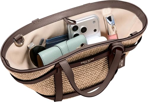 Cole Haan Women's Key West Crossbody, Natural Raffia/Dk. Chocolate, UNIT