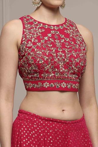 Biba Women's Polyester Lehenga Set (SKDFUSN30840AW25FUS_Fuchsia_38)