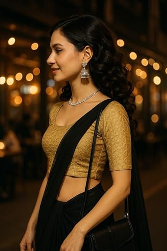 Stay On Trend: Latest Fashion Readymade Blouses for Women, Round Neckline with Elbow Sleeves