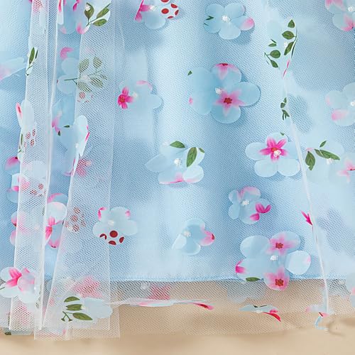 Hopscotch Girls Knee Length Casual Dresses in Blue Color For Ages (3-4 Years)