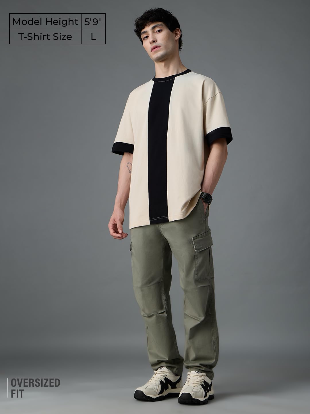 The Souled Store Ben 10: Omnitrix Men and Boys Short Sleeves Round Neck White Applique Patch Cotton Oversized T-Shirts