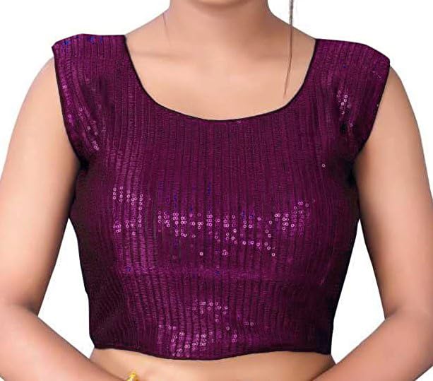 SHYAMLATA Women's latest Heavy Sequence Work Georgette Sarees For Women Wedding Party Collection With Blouse Piece (purple)