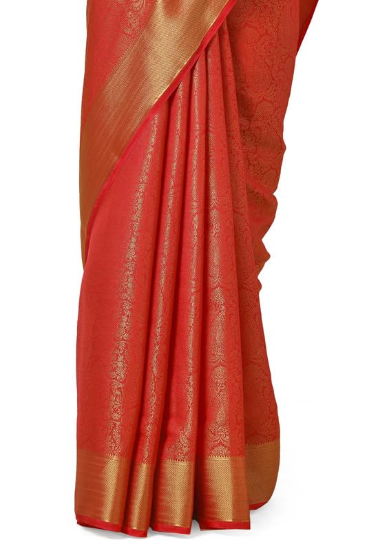 Soch Womens Orange Tussar Zari Woven Saree
