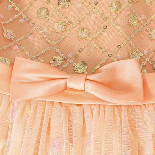 Hopscotch Girls Orange Sleeveless Sequined Ruffle Gown for Age (6-8 Years)