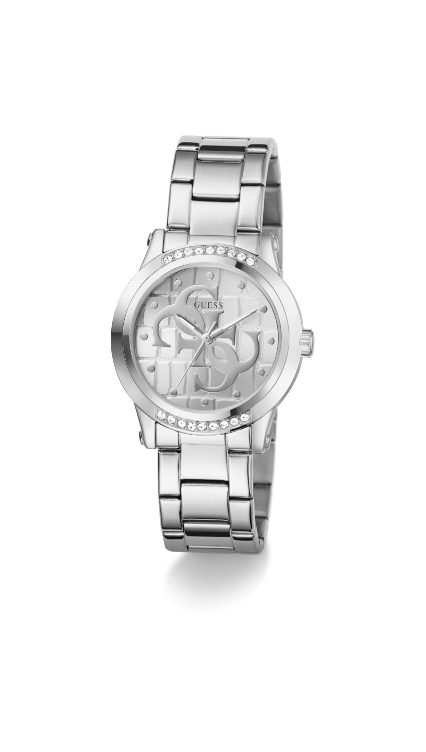 GUESS Gt Annette Analog Watch for Women with Silver Round Dial & Silver Stainless Steel Bracelet Band Water Resistant Women's Wrist Watches - GW0861L1